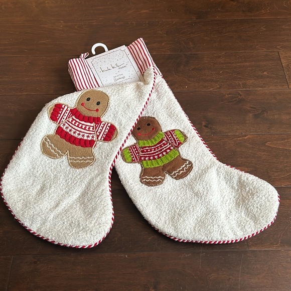 2 Nicole Miller Christmas Stockings Gingerbread Man New Striped 8”x22”